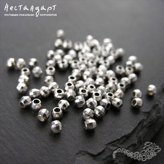 Бусина гранёная Faceted Sterling Silver 2,8 мм (уп.10 шт)