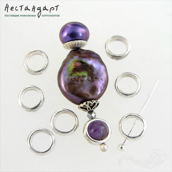 Бусина-рамка Belt Sterling Silver 7х3 мм, изображение 2