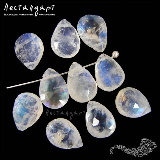 Лунный камень натуральный Tear 8-9,5 мм (3 шт), изображение 5