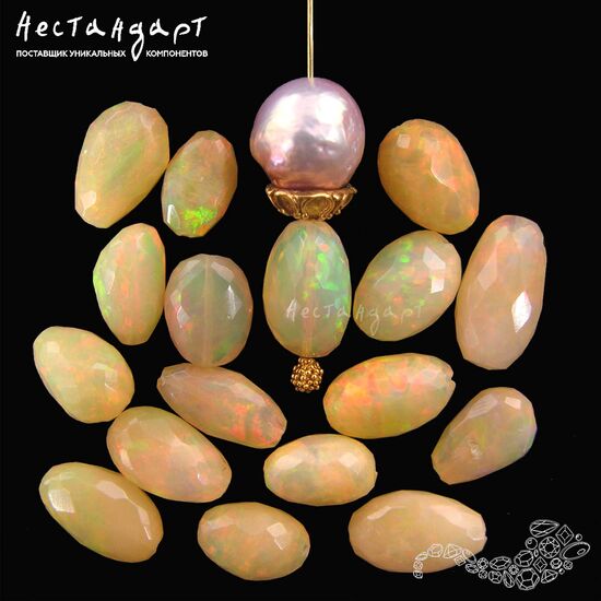 Опал натуральный эфиопский Cut Olive 9-15 мм