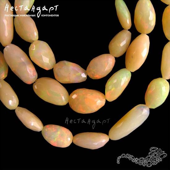 Опал натуральный эфиопский Cut Olive 9-15 мм, изображение 6