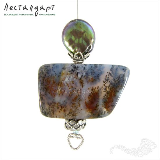 Опал натуральный дендритовый Fantome 28-32х20-22 мм, изображение 6