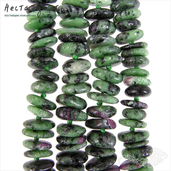 Цоизит с корундом натуральный гладкий Buns 11-13 мм (уп.10 шт.), изображение 3