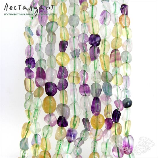 Флюорит натуральный гладкий Pebble 11-16 мм (нить 20 см), изображение 4