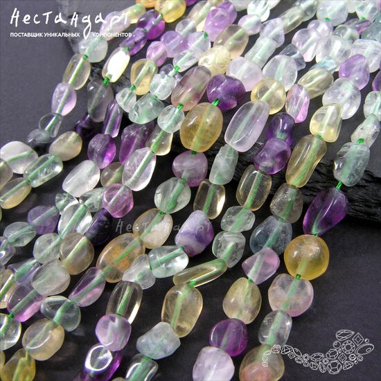 Флюорит натуральный гладкий Pebble 11-16 мм (нить 20 см), изображение 5