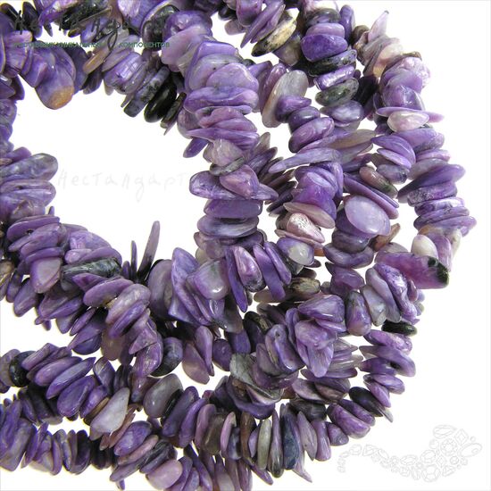 Чароит натуральный галтовка 5-12 мм (нить 10 см), изображение 4