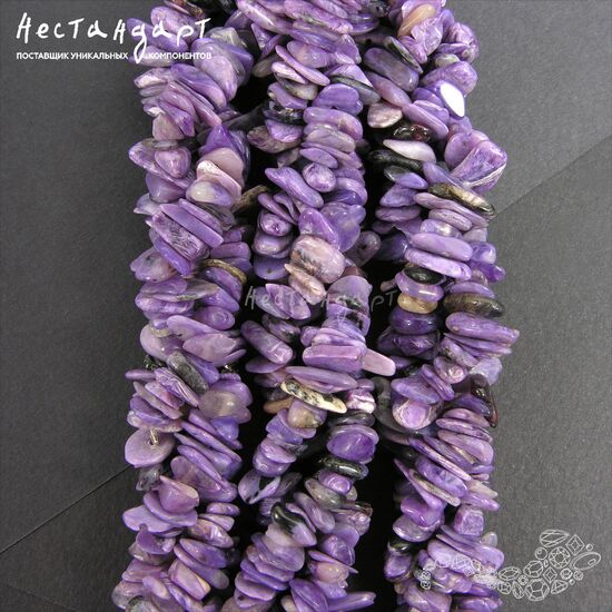 Чароит натуральный галтовка 5-12 мм (нить 10 см), изображение 5