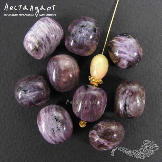 Чароит натуральный Pebble 13-15 мм, изображение 3