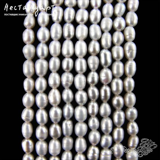 Жемчуг натуральный Steel Rice 5-6 мм (нить 11 см)