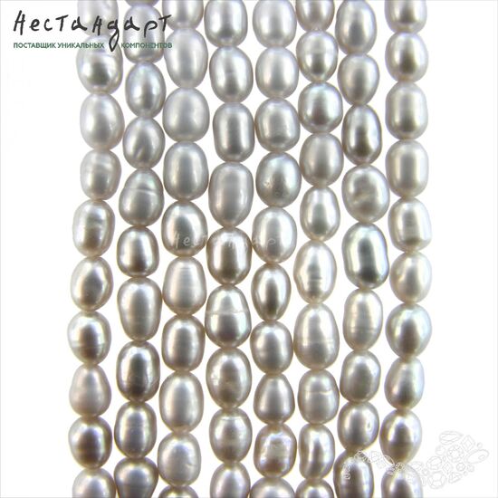 Жемчуг натуральный Steel Rice 5-6 мм (нить 11 см), изображение 4