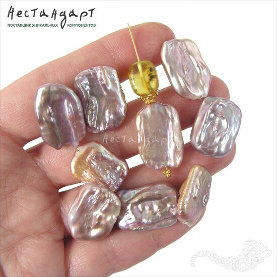 Жемчуг натуральный Rectangle Baroque Lilac 19-23 мм, изображение 3