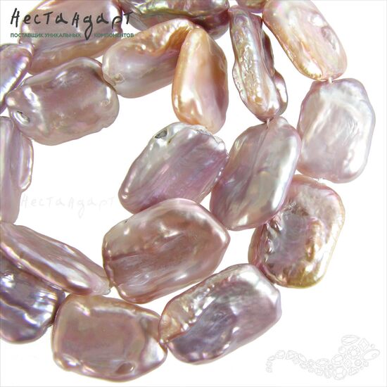 Жемчуг натуральный Rectangle Baroque Lilac 19-23 мм, изображение 5