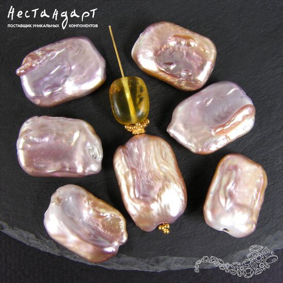 Жемчуг натуральный Rectangle Baroque Lilac 19-23 мм, изображение 6