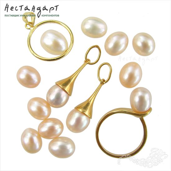 Жемчуг натуральный полусверленный Pear Peach 8-9 мм