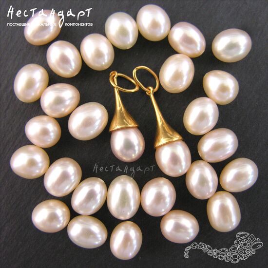 Жемчуг натуральный полусверленный Pear Peach 8-9 мм, изображение 2