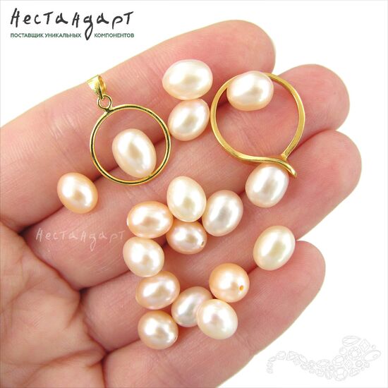 Жемчуг натуральный полусверленный Pear Peach 8-9 мм, изображение 3