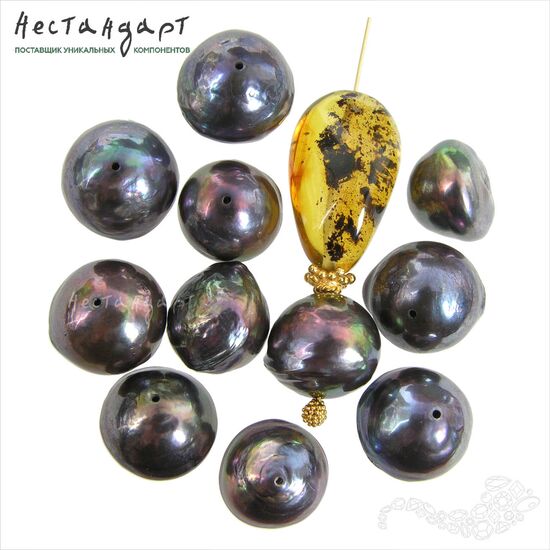 Жемчуг натуральный Baroque Dark Рurple 12-14 мм