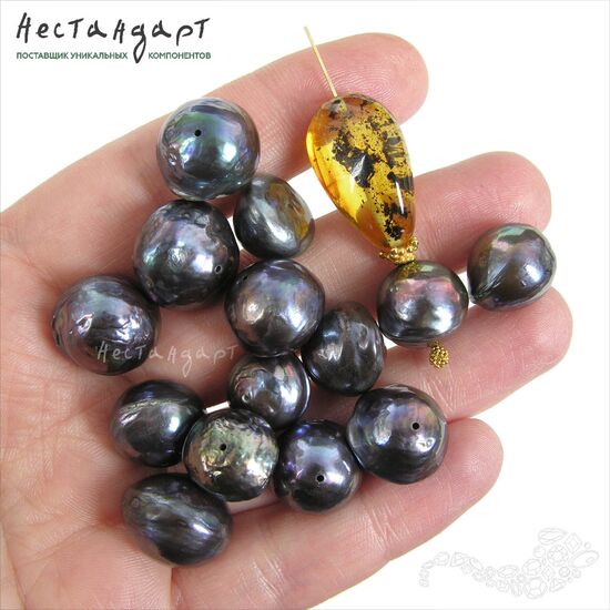 Жемчуг натуральный Baroque Dark Рurple 12-14 мм, изображение 2