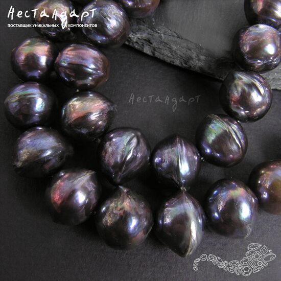 Жемчуг натуральный Baroque Dark Рurple 12-14 мм, изображение 6
