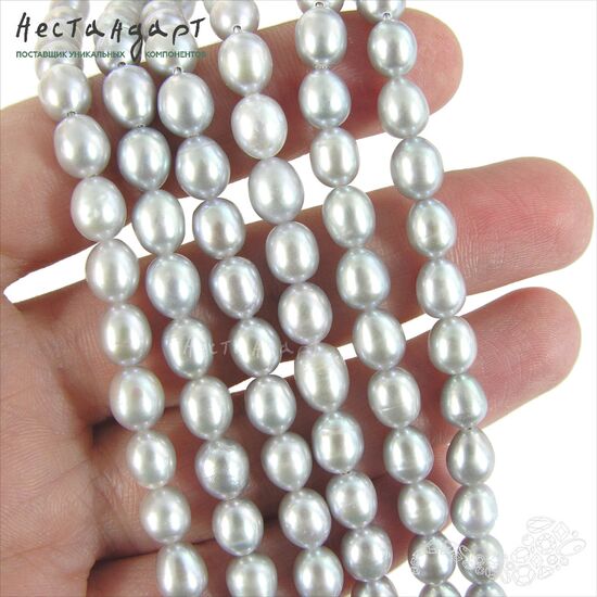Жемчуг натуральный Platinum Rice 7-8х6 мм (уп. 10 шт.), изображение 2