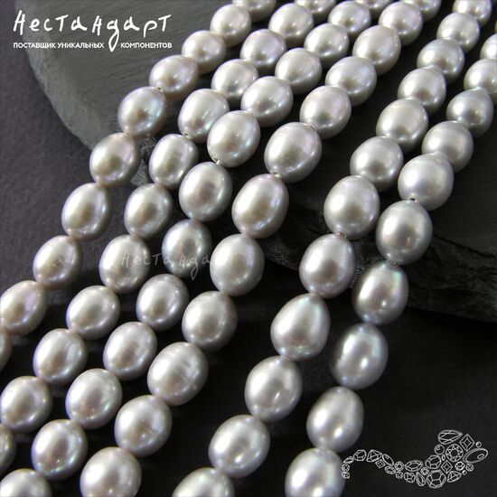 Жемчуг натуральный Platinum Rice 7-8х6 мм (уп. 10 шт.), изображение 5