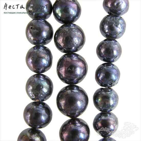 Жемчуг натуральный Dark Рurple 11-12 мм. Уценка., изображение 3