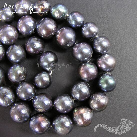 Жемчуг натуральный Dark Рurple 11-12 мм. Уценка., изображение 4