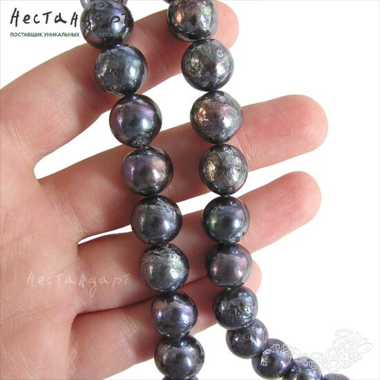 Жемчуг натуральный Dark Рurple 11-12 мм. Уценка., изображение 6