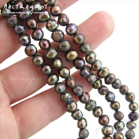 Жемчуг натуральный Baroque Cocoa 6-7 мм (уп. 10 шт.), изображение 2
