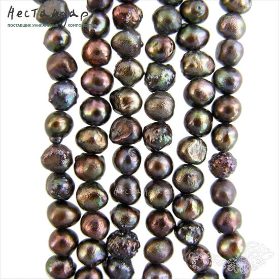 Жемчуг натуральный Baroque Cocoa 6-7 мм (уп. 10 шт.), изображение 4