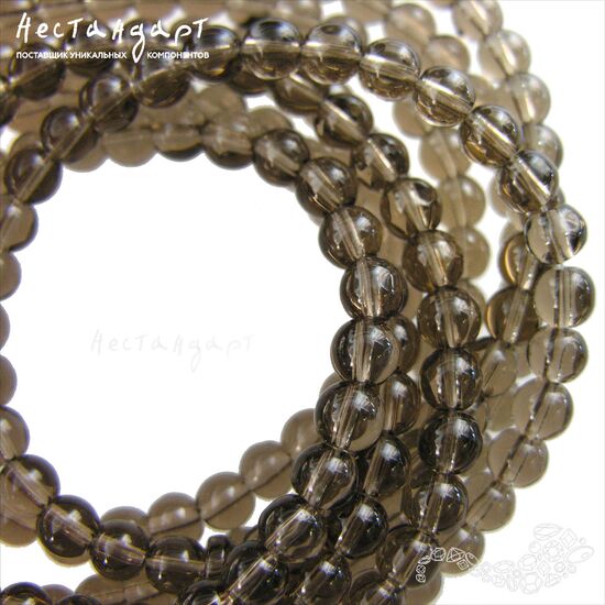 Кварц натуральный дымчатый 6-6,5 мм (уп. 10 шт.)