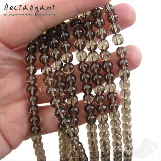 Кварц натуральный дымчатый 6-6,5 мм (уп. 10 шт.), изображение 2