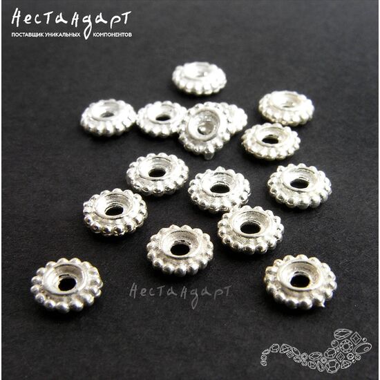 Бусина-спейсер Collar Sterling Silver 6х2 мм, изображение 3