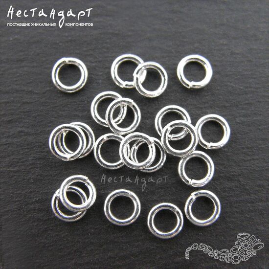 Кольцо соединительное разъемное Sterling Silver 4х0,9 мм, изображение 2