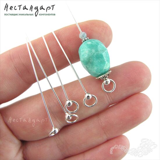 Декоративный пин-основа с кольцом Pendant Sterling Silver 47х0,7 мм, изображение 2