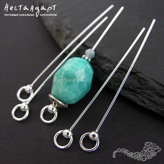 Декоративный пин-основа с кольцом Pendant Sterling Silver 47х0,7 мм, изображение 3