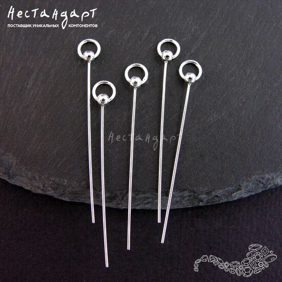 Декоративный пин-основа с кольцом Pendant Sterling Silver 47х0,7 мм, изображение 5