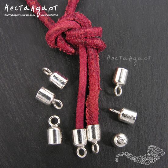 Концевик с петлей Sterling Silver 7,5х3,5 мм