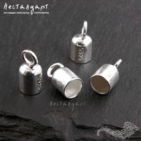 Концевик с петлей Sterling Silver 7,5х3,5 мм, изображение 2