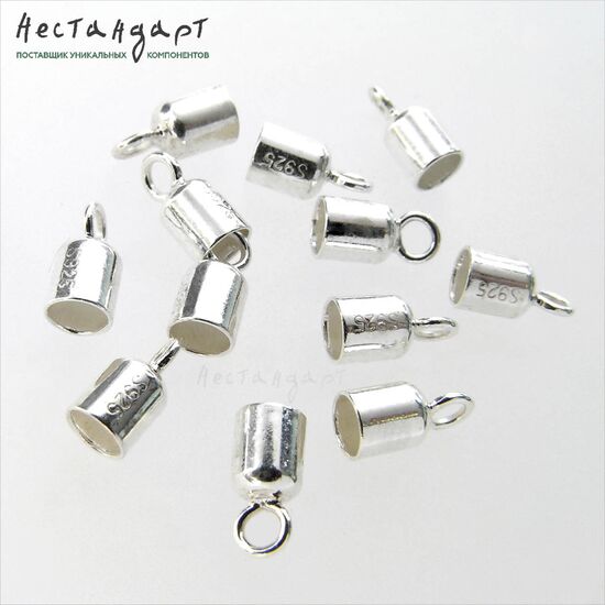 Концевик с петлей Sterling Silver 7,5х3,5 мм, изображение 3