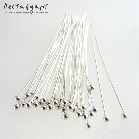 Пин с шариком Sterling Silver 40х0,5 мм (уп. 5 шт.), изображение 3