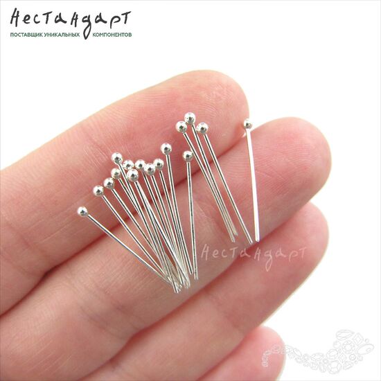 Пин с шариком Sterling Silver 20х0,6 мм, изображение 2