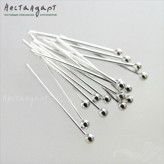 Пин с шариком Sterling Silver 20х0,6 мм, изображение 4