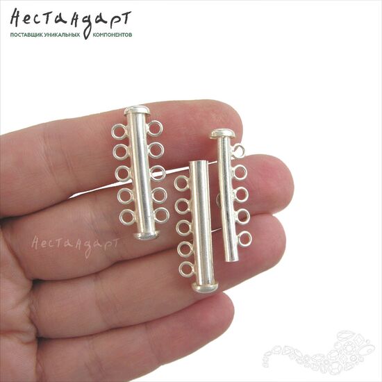 Замок-коннектор с фиксатором 5-strand Sterling Silver 30х11 мм, изображение 2