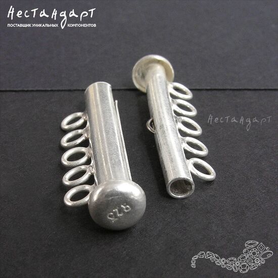 Замок-коннектор с фиксатором 5-strand Sterling Silver 30х11 мм, изображение 3