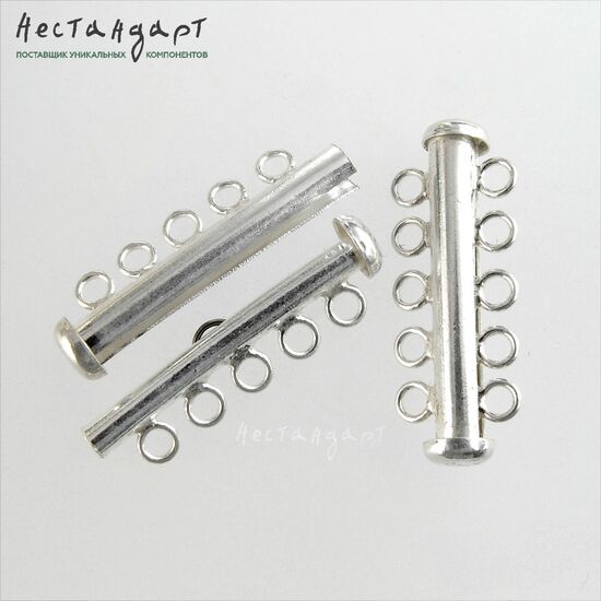 Замок-коннектор с фиксатором 5-strand Sterling Silver 30х11 мм, изображение 4