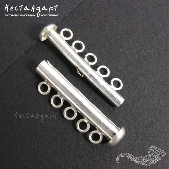 Замок-коннектор с фиксатором 5-strand Sterling Silver 30х11 мм, изображение 5