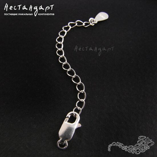 Замок-лобстер с удлиняющей цепочкой Sterling Silver 55 мм, изображение 3