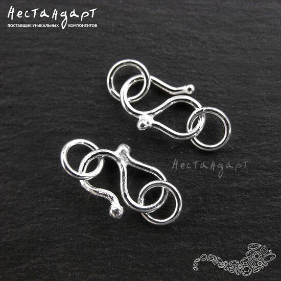 Замок-крючок с кольцами Sterling Silver 14х6 мм