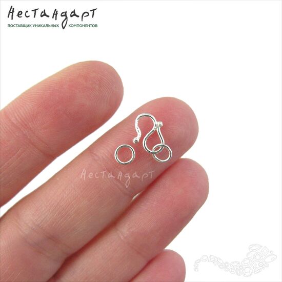 Замок-крючок с кольцами Sterling Silver 14х6 мм, изображение 2